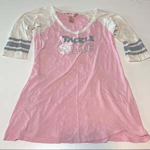 Playboy Intimates Tackle Me Baseball Sleep Shirt Size M Pink White